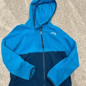 The North Face Blue Fleece Hoodie Sweatshirt jacket coat
